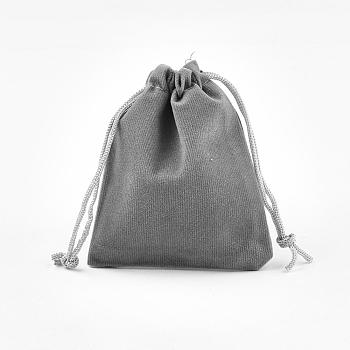Rectangle Velvet Pouches, Gift Bags, Gray, 12x10cm