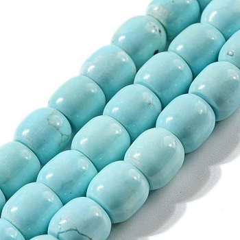 Natural Howlite Beads Strands, Dyed, Barrel, 8x8mm, Hole: 1mm, about 50pcs/strand, 15.83 inch(40.2cm)