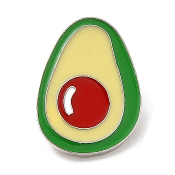 Fruit Theme Enamel Pins, Platinum Alloy Badge for Backpack Clothes, Avocado, 26x19x2mm