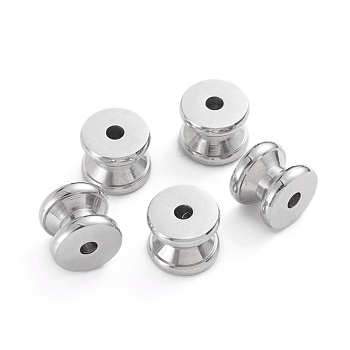 201 Stainless Steel Beads, Grooved Beads, Column, Stainless Steel Color, 10x8mm, Hole: 2.5mm