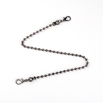 Iron Ball Chain Bag Strap, with Lobster Clasps, Bag Replacement Accessoreis, Gunmetal, 50x0.6cm
