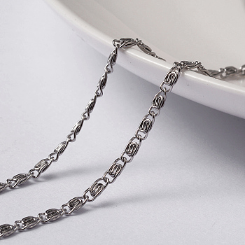 304 Stainless Steel Lumachina Chains, Unwelded, with Spool, Stainless Steel Color, 4.5x2x0.5mm, about 32.8 Feet(10m)/roll