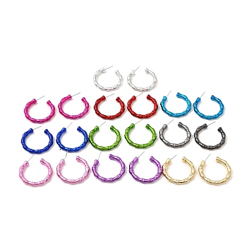 Ring Acrylic Stud Earrings, Half Hoop Earrings with 316 Surgical Stainless Steel Pins, Mixed Color, 38x5mm