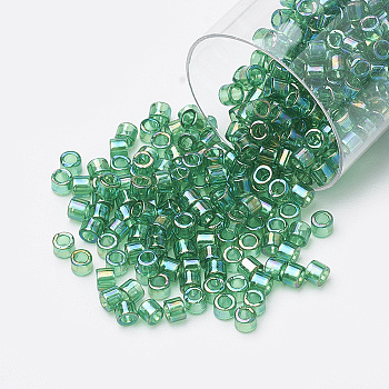 MIYUKI Delica Beads Medium, Cylinder, Japanese Seed Beads, (DB0152) Transparent Green AB, 10/0, 1.7x2.2mm, Hole: 1mm, about 10800pcs/bag, 100g/bag
