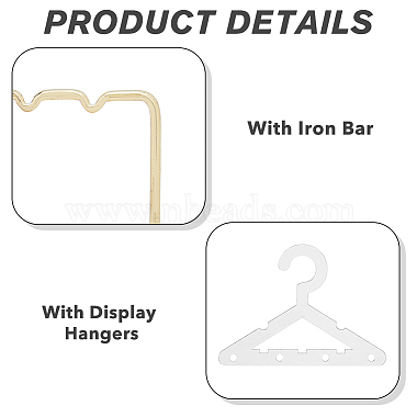 1 Set Golden Tone Iron Bar Dangle Earring Wooden Display Stands(EDIS-FH0001-03)-4