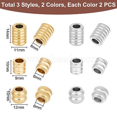 12Pcs 6 Style 304 & 201 Stainless Steel Beads(STAS-UN0050-26)-3