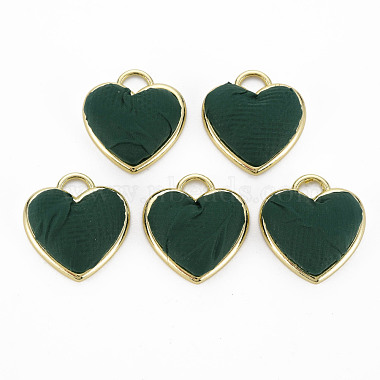 Light Gold Dark Green Heart Alloy+Other Material Pendants