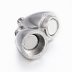 Smooth 304 Stainless Steel Rice Magnetic Clasps with Loops(STAS-H402-36P)-2