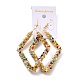 Grandes perles de rocaille en verre losange pendantes boucles d'oreilles pour fille femmes(EJEW-I258-01G)-3