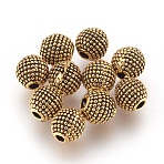 Alloy Beads, Round, Antique Golden, 6mm, Hole: 1.6mm(PALLOY-E454-51AG)