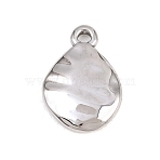 304 Stainless Steel Pendants, Teardrop Charms, Stainless Steel Color, 16x11x2mm, Hole: 1.5mm(STAS-B144-03P)