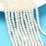 Natural Cultured Freshwater Pearl Beads Strands, Rondelle, Grade 4A, Navajo White, 4~4.5mm, Hole: 0.5mm, about 110pcs/strand, 13.98 inch(35.5cm)(PEAR-C004-13)