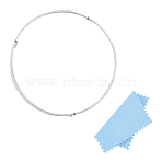 2M Half Hard 925 Sterling Silver Wire, Round, with 1Pc Suede Fabric Square Silver Polishing Cloth, Silver, (28 Gauge)0.30mm(STER-UN0001-32B)