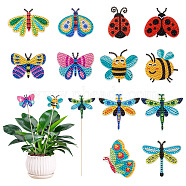 DIY Diamond Painting Insects Decorative Garden Stake Kits, including Acrylic Rhinestones, Diamond Sticky Pen, Tray Plate, Wood Stick and Glue Clay, Mixed Color, Insects: 51~72x47~70x2mm(DIAM-TAC0001-03)