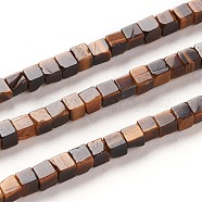 Natural Tiger Eye Beads Strands, Cube, 4x4x4mm, Hole: 0.7mm, about 93pcs/Strand, 15.75 inch(40cm)(G-F631-K08)