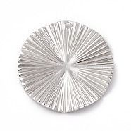 304 Stainless Steel Pendants, Flat Round Charm, Stainless Steel Color, 42x1.5mm, Hole: 3mm(STAS-B031-04P)