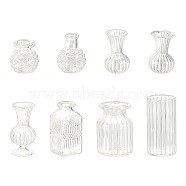 GOMAKERER 8Pcs 8 Styles Glass Vase, Micro Dollhouse Accessories Pretending Prop Decorations, Clear, 19~32x20~42mm, Inner Diameter: 7~14mm, 1pc/style(AJEW-GO0001-74)