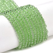 Transparent Glass Beads Strands, Faceted Round, Yellow Green, 2x2mm, Hole: 0.6mm, about 184pcs/strand, 14.49''(36.8cm)(GLAA-H021-03-14)
