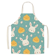 Easter Theme Flax Sleeveless Apron, with Double Shoulder Belt, Turquoise, 700x600mm(PW-WG92721-06)