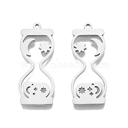 201 Stainless Steel Pendants, Hourglass, Stainless Steel Color, 32.5x13x1.5mm, Hole: 1.5mm(STAS-N098-115P)