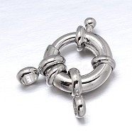 Brass Spring Ring Clasps, Platinum, 17x6mm, Tube Bails: 10.5x6x1.5mm, Hole: 3mm(KK-L082E-01P)