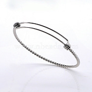 Adjustable 201 Stainless Steel Expandable Bangles, Stainless Steel Color, 2-3/8 inch(6cm)(NJEW-S105-PJ215-60)
