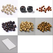 GOMAKERER 600Pcs 6 Styles,Dyed Natural Maple Wood Bead, Mixed Color, 11x12mm, Hole: 3~6mm, 100pcs/style(WOOD-GO0001-15)