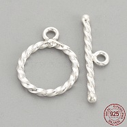Sterling Silver Toggle Clasps, with 925 Stamp, Ring, Silver, 16x12x1.5mm, Hole: 1.5mm(STER-S002-62)