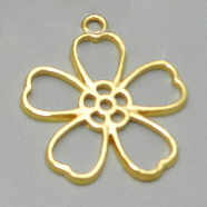 Alloy Open Back Bezel Pendants, For DIY UV Resin, Epoxy Resin, Pressed Flower Jewelry, Sakura, Golden, 35x31mm(PALLOY-WH0075-30G)