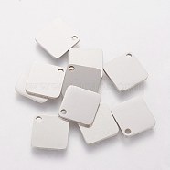 304 Stainless Steel Charms, Rhombus, Stainless Steel Color, 10x1mm(STAS-Q201-T413)