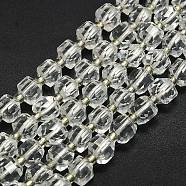 Synthetic Quartz Crystal Beads Strand, Faceted, Cube, 6.5~7.5x6.5~7.5x6.5~7.5mm, Hole: 1.2mm, about 43~44pcs/strand, 15.35~15.55 inch(39~39.5cm)(G-I376-D69-01)