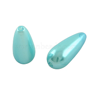 ABS Plastic Imitation Pearl Teardrop Beads, Cyan, 17x7.5mm, Hole: 2mm(X-MACR-S266-A33)