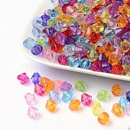 Faceted Bicone Transparent Acrylic Beads, Dyed, Mixed Color, 8mm, Hole: 1mm, about 2800pcs/500g(DBB8mm)