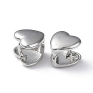 Rack Plating Brass Heart Hoop Earrings for Women, Lead Free & Cadmium Free, Platinum, 12x12.5x11mm, Pin: 1.2mm(EJEW-M215-04P)