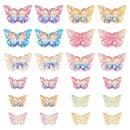 Pandahall 180Pcs 12 Style Acrylic Pendants, Golden Metal Enlaced, Butterfly, Mixed Color, 10~15x15~23x2.5~3mm, Hole: 0.5~1mm(OACR-TA0001-15)