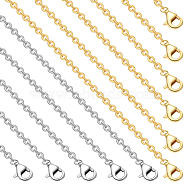 20Pcs 2 Colors Ion Plating(IP) 304 Stainless Steel Cable Chain Necklaces Set, for Beadable Necklace Makings, Golden & Stainless Steel Color, 19.69 inch(50cm), Wide: 2mm, 10Pcs/color(MAK-BBC0001-11C)