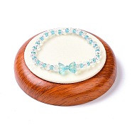 Flat Round Wood Pesentation Jewelry Bracelets Display Tray, Covered with Microfiber, Coin Stone Organizer, Antique White, 10.1x2.2cm(ODIS-P008-15A-01)