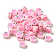 Handmade Polymer Clay Beads, Round with Peach, Pink, 8.5x4mm, Hole: 1.6mm(CLAY-Z001-21)