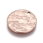 Ion Plating(IP) Stainless Steel Pendants, Flat Round, Rose Gold, 15x1mm, Hole: 1.5mm(STAS-I098-04-RG)