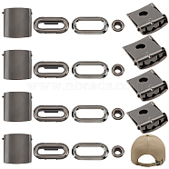 30 Sets Stainless Steel Peaked Cap Adjuster Kits, Baseball Cap Buckle with Eyelet, Gunmetal, 21x21.5x6.5mm, Hole: 5mm(FIND-BC0004-67B)