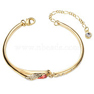 SHEGRACE Charming Gold Plated Brass Link Bracelet, Micro Pave Cubic Zirconia Wing with Red Austrian Crystal, 170x8mm(JB72A)