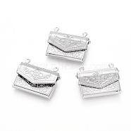 Brass Locket Pendants, Photo Frame Charms for Necklaces, Bag, Platinum, 16.8x21.8x3.5mm, Hole: 1mm(KK-G386-11P)