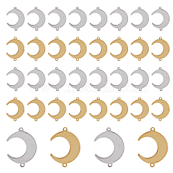 60Pcs 2 Colors 201 Stainless Steel Connector Charms, Laser Cut, Moon Links, Golden & Stainless Steel Color, 18.5x14x1mm, Hole: 1mm, 30pcs/style(STAS-UN0044-26)