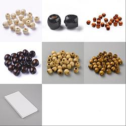 GOMAKERER 600Pcs 6 Styles,Dyed Natural Maple Wood Bead, Mixed Color, 11x12mm, Hole: 3~6mm, 100pcs/style(WOOD-GO0001-15)