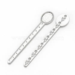 Tibetan Style Alloy Cabochon Setting, Cadmium Free & Lead Free, Ruler/Bookmarks, Antique Silver, Tray: 25x18mm, 135x23x2mm, about 75pcs/1000g(TIBE-R001-01AS)