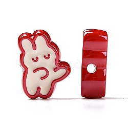 Opaque Acrylic Beads, with Enamel, Rabbit, Red, 25.5x18x9mm, Hole: 3.5mm(OACR-H025-01A)
