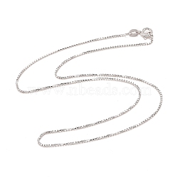 925 Sterling Silver Box Chain Necklace for Women, Platinum, 16 inch(41cm), 1mm(NJEW-M190-02B-P)