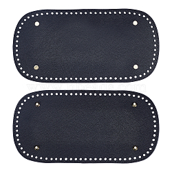 Elite 2Pcs PU Leather with Iron Oval Bottom, for Knitting Bag, Women Bags Handmade DIY Accessories, Black, 30.2x15.2x0.4~1cm, Hole: 4mm, 2pcs/set(FIND-PH0001-99A)