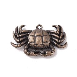 Tibetan style Alloy Pendants, Crab Charm, Red Copper, 24x41.5x9mm, Hole: 2mm(FIND-M021-18R)