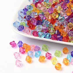Faceted Bicone Transparent Acrylic Beads, Dyed, Mixed Color, 8mm, Hole: 1mm, about 2800pcs/500g(DBB8mm)